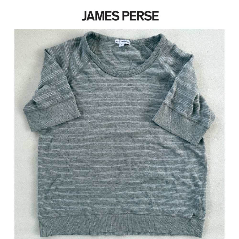 James Perse Short Sleeve Raglan Stripe Pullover